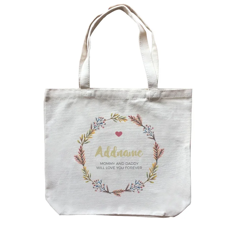 Canvas lunch bag with an insulated interior and a zippered closureAutumn Colours Wreath Personalizable with Name and Text Canvas Bag