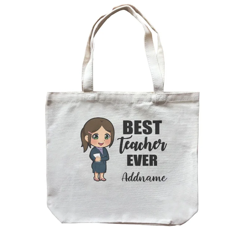 Canvas sports bag with a ventilated shoe compartment and a large main pocketChibi Teachers Chinese Woman Best Teacher Ever Addname Canvas Bag