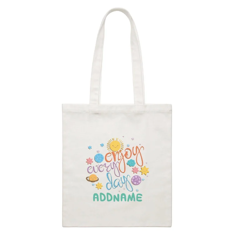 Canvas lunch bag with an insulated interior and a zippered closureChildren's Day Gift Series Enjoy Every Day Space Addname  Canvas Bag