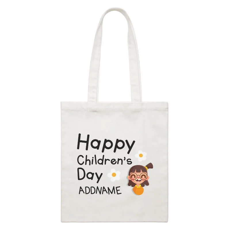 Canvas lunch bag with an insulated interior and a zippered closureChildren's Day Gift Series Happy Children's Day Cute Girl Addname  Canvas Bag