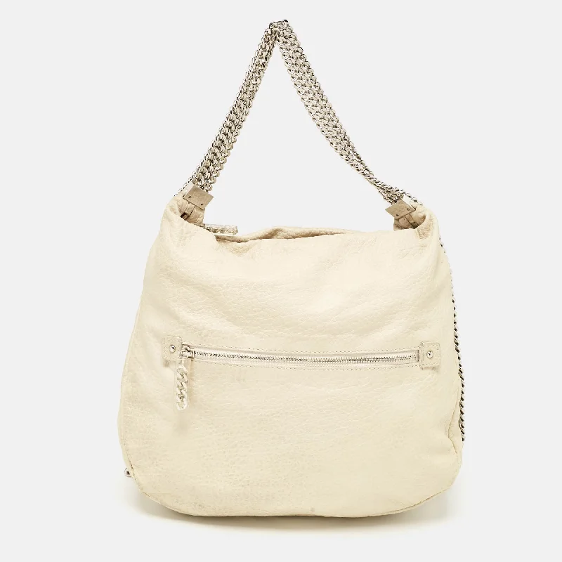 Hobo bag with a large capacity and multiple interior pockets for organizationChristian Louboutin Cream Leather Mariana Hobo