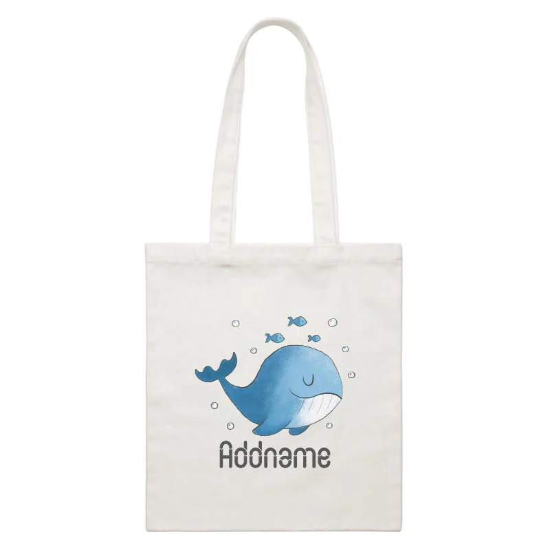 Canvas picnic bag with a set of plates and utensils includedCute Hand Drawn Style Whale Addname White Canvas Bag Canvas picnic bag with a set of plates and utensils includedCute Hand Drawn Style Whale Addname White Canvas Bag