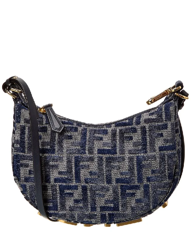 Vegan leather hobo bag for eco - conscious consumersFENDI Fendigraphy Mini FF Jacquard Chenille & Leather Hobo Bag