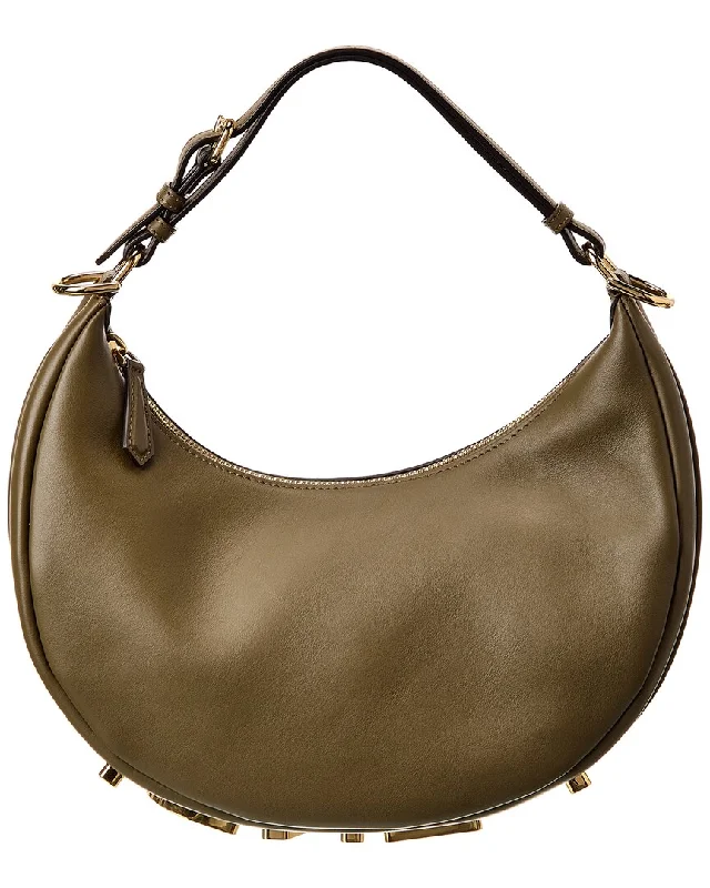 Lightweight nylon hobo bag with a waterproof coating for outdoor useFENDI Fendigraphy Small Leather Hobo Bag