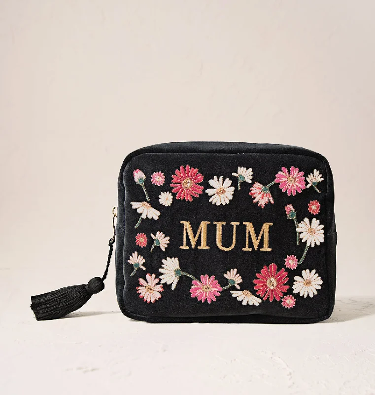 Vegan leather makeup bag made from recycled materials for eco-friendlinessFloral Mum Wash Bag