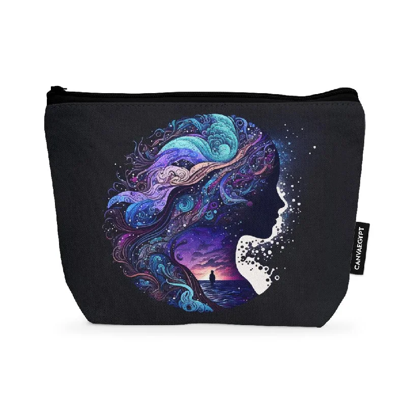 Metallic makeup bag with a shiny finish for evening useMakeup Pouch Galaxy Girl