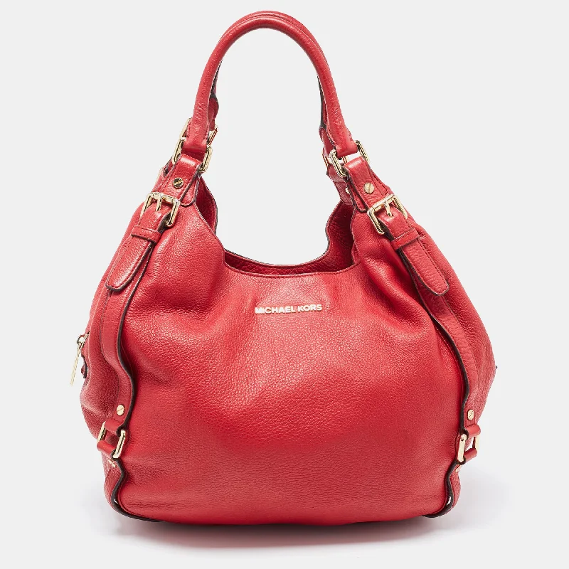 Leatherette hobo bag with a quilted pattern for a sophisticated touchMichael Kors Red Leather Bedford Hobo