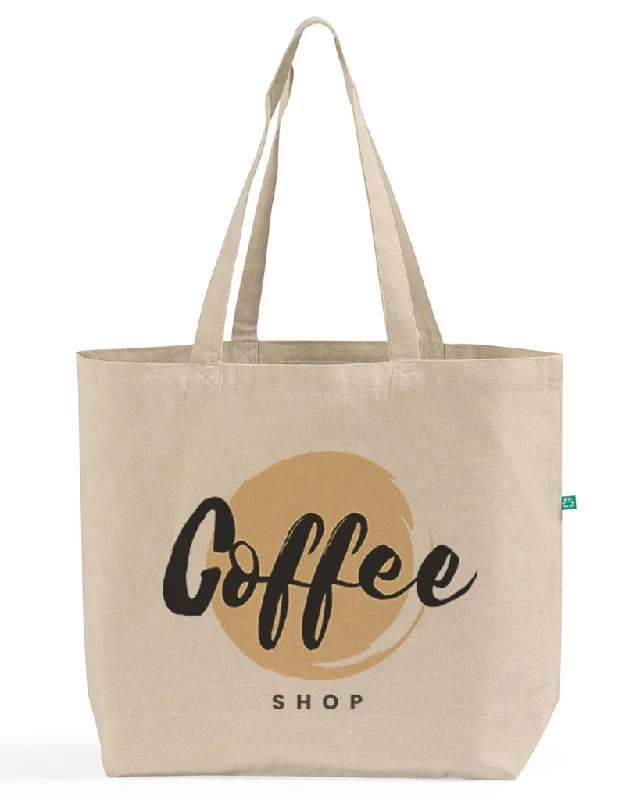 Canvas shopping bag with a reinforced bottom and a long handleRecycled Trader's Canvas Tote / Recycled Tote Bags With Your Logo - RC219