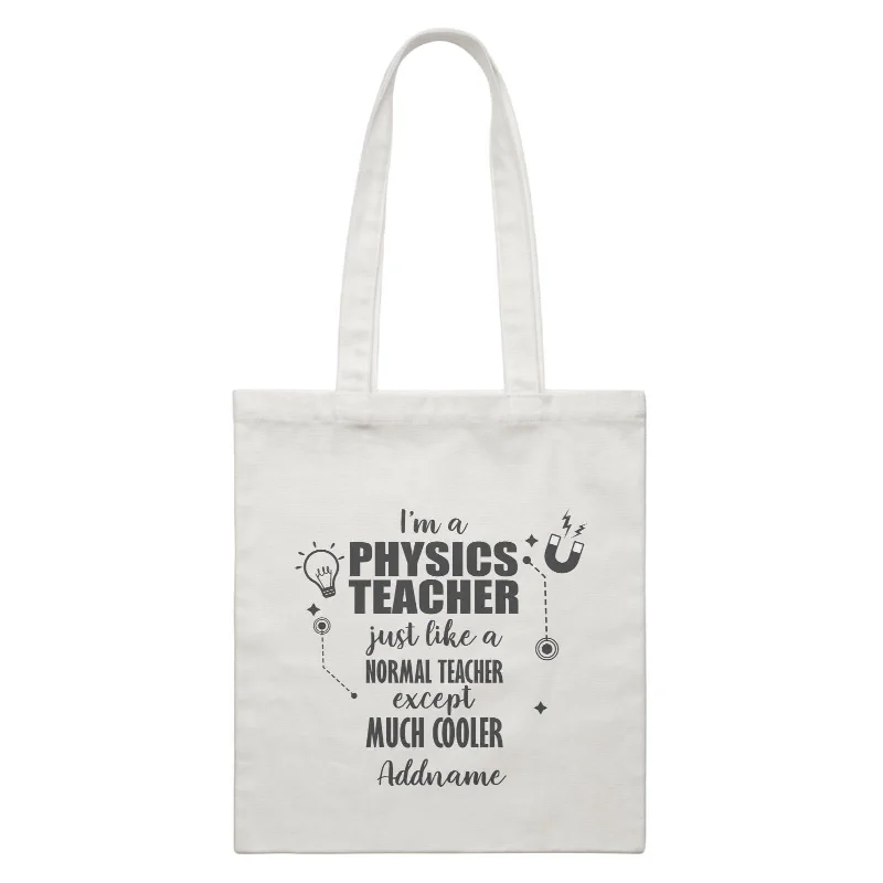 Canvas waist bag with a quick - release buckle and a compact sizeSubject Teachers 2 I'm A Physics Teacher Addname White Canvas Bag