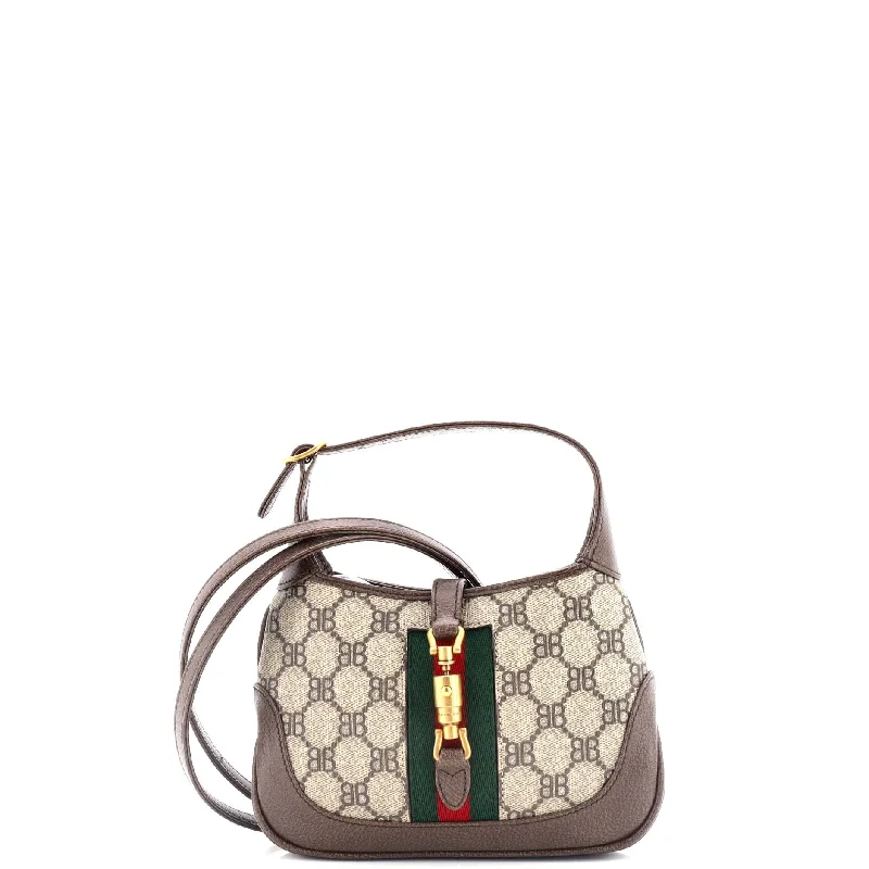 Plus - size hobo bag with a roomy interior for carrying essentialsx Gucci The Hacker Project Jackie 1961 Hobo BB Coated Canvas Mini