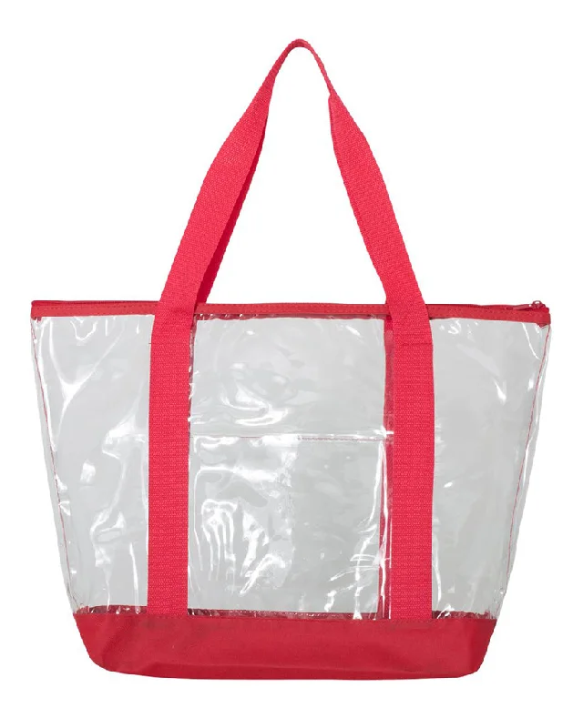 Color-blocked tote bag in bold primary colors for a fashion statementTwo-tone Clear Tote Bag with Zipper