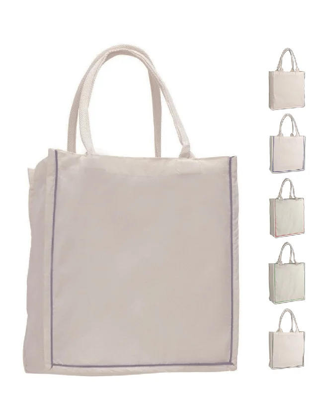 Tote bag with a detachable pouch for easy access to small items100% Cotton Color Stripe Shopping Tote Bags W/Fancy Handles