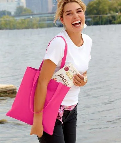 Convertible tote bag that can be worn as a shoulder or cross-body bagPremium Value Polyester Tote Bags with Web Handles