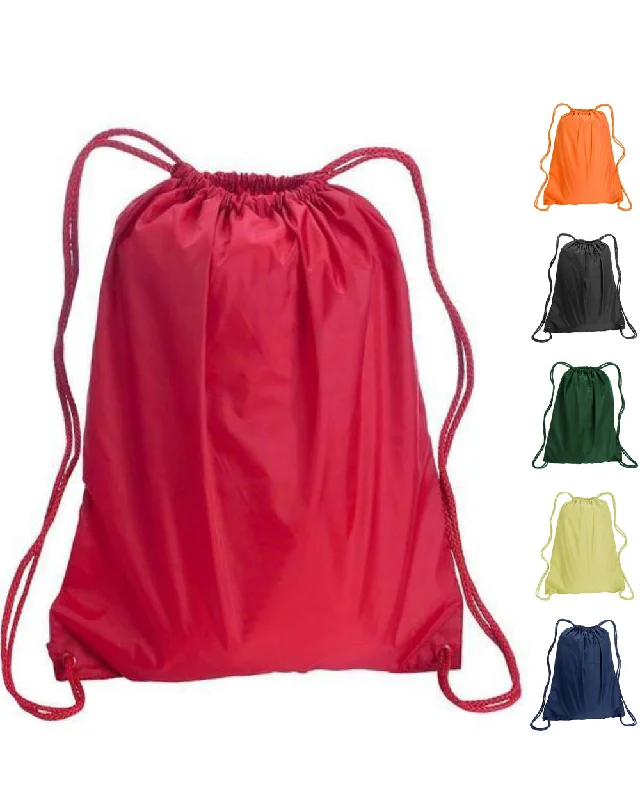 Tote bag with multiple internal compartments and a zippered pocket for organizationDrawstring Backpacks Sport Cinch Bags - LARGE - POL20