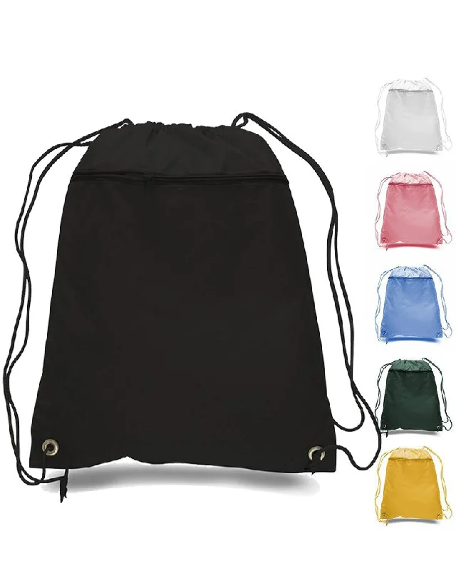 Plus-size tote bag with an extra-large capacity for carrying all essentialsPolyester Value Drawstring Bags with Front Zippered Pocket - POL11