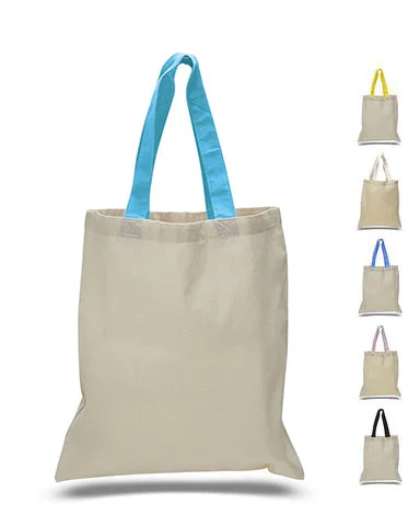 Color-blocked tote bag in bold primary colors for a fashion statementWholesale Tote Bags With Color Handles 100% Cotton - TB160