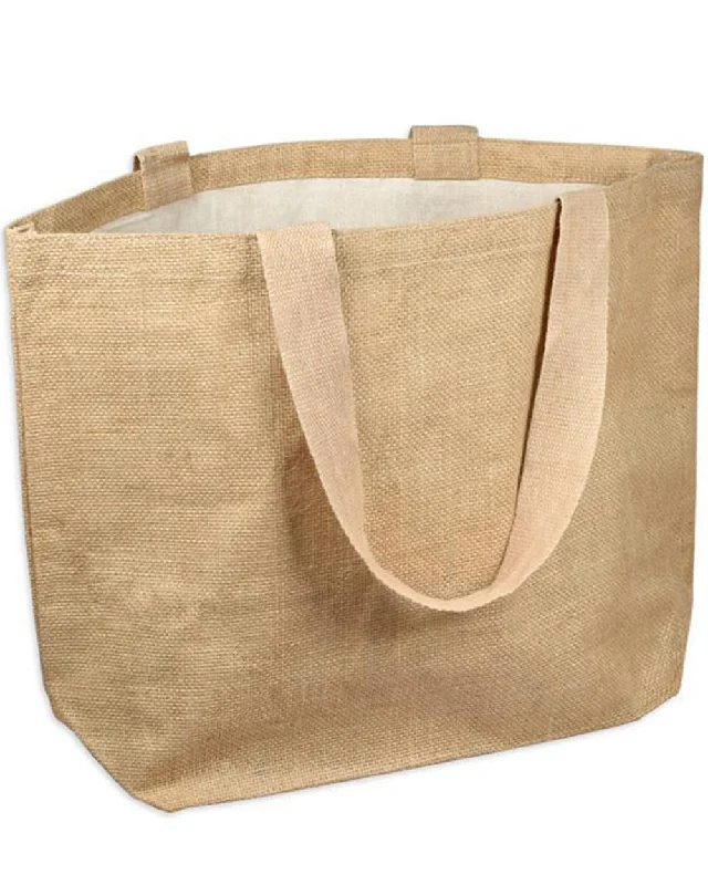 Tote bag with a hidden anti-theft pocket and RFID-blocking liningEveryday Jute Bags / Carry-All Burlap Totes TJ895