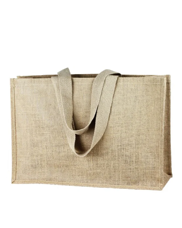 Tote bag with multiple internal compartments and a zippered pocket for organizationExtra Large Jute - Burlap Shopping Tote Bags - TJ879