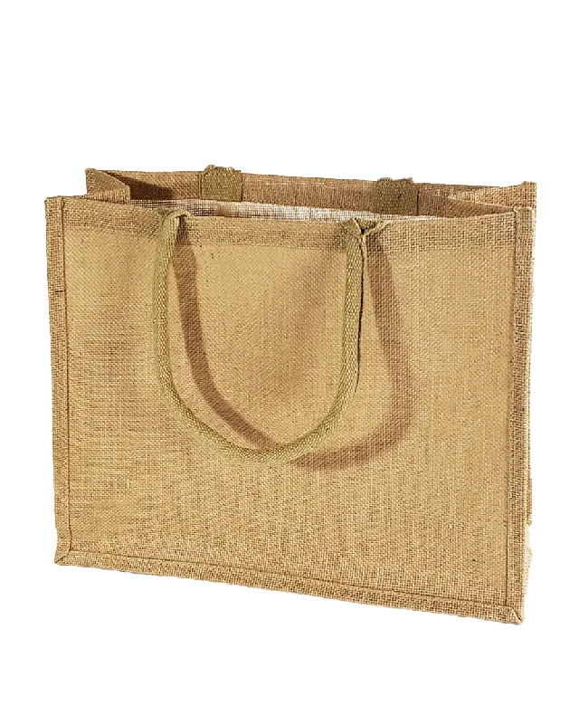 Tote bag with a detachable pouch for easy access to small itemsLarge Burlap Shopping Bags / Reusable Jute Totes TJ889