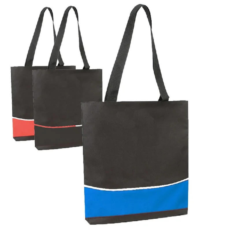 Tote bag with multiple internal compartments and a zippered pocket for organizationMulti Functional Economical Polyester Three-Tone Tote Bag (CLOSE OUT )