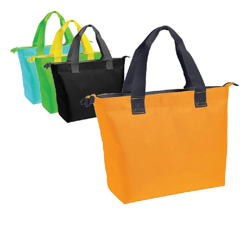 Vegan leather tote bag made from sustainable materials for eco-conscious consumersSplash Zippered Tote. BG400 (CLOSEOUT)