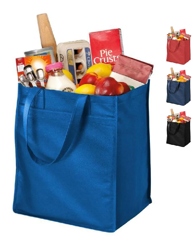 Leatherette tote bag with a quilted pattern and a magnetic snap closure10" Extra-Wide Bottom Grocery Shopping Tote Bag