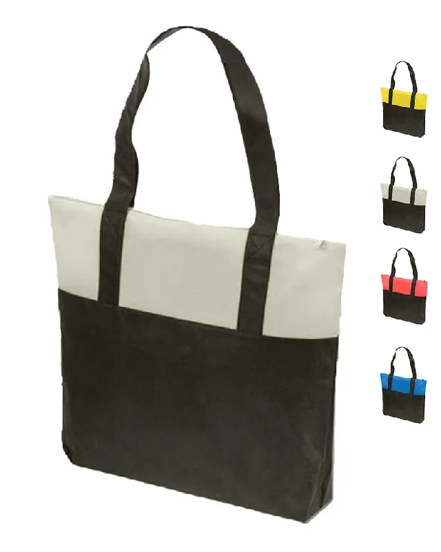 Color-blocked tote bag in bold primary colors for a fashion statementStandard Size Polypropylene Zippered Tote Bag