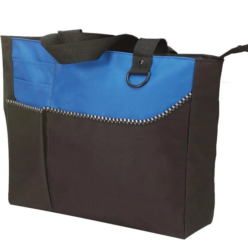 Waterproof nylon tote bag with a roll-top closure for outdoor useMulti-Pocket Polyester Tote Bags with Zipper