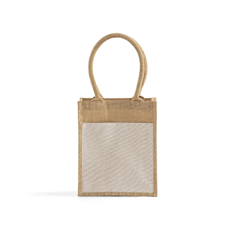 Waterproof nylon tote bag with a roll-top closure for outdoor useSmall Easy-Print Jute Bag - TJ287