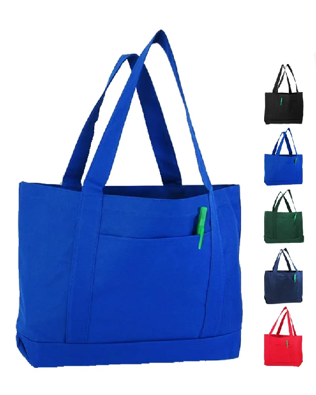 Tote bag with multiple internal compartments and a zippered pocket for organizationSturdy Shopping Tote Bags Solid With PVC Backing