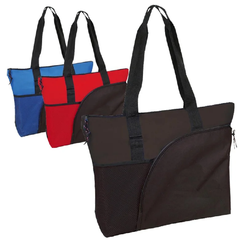 Tote bag with a hidden anti-theft pocket and RFID-blocking liningStylish 600D Polyester Deluxe Zipper Tote Bag