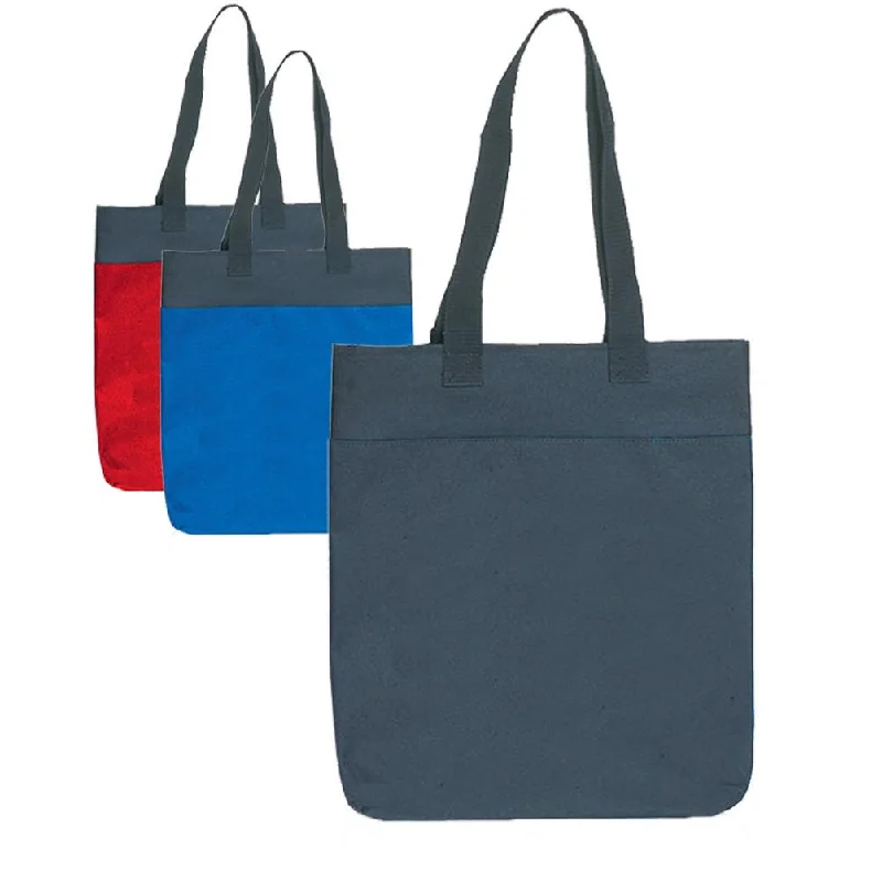 Color-blocked tote bag in bold primary colors for a fashion statementTwo Tone Polyester Tote Bags With Long Handles