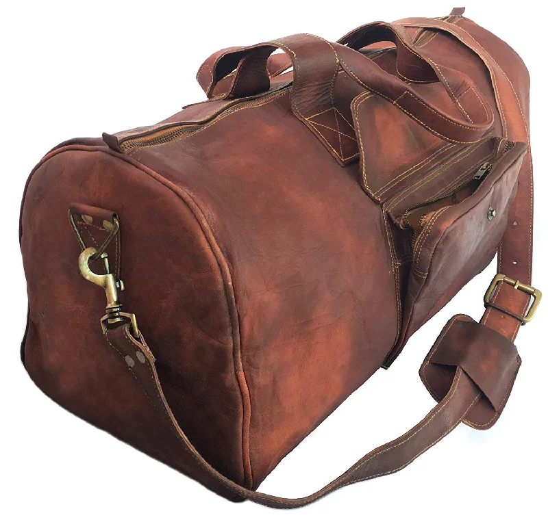 Vintage - style women's canvas messenger bags with brass hardwareTimeless Brown Leather Bag