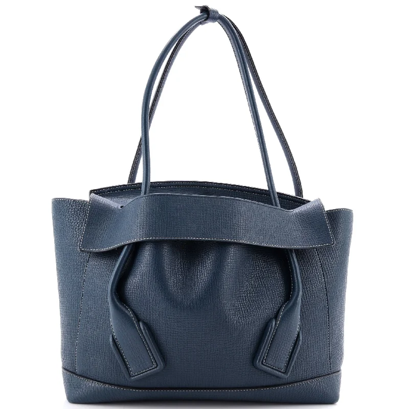 Women's leather satchel with a hand-stitched edge for a premium lookArco Bag Grainy Leather Medium