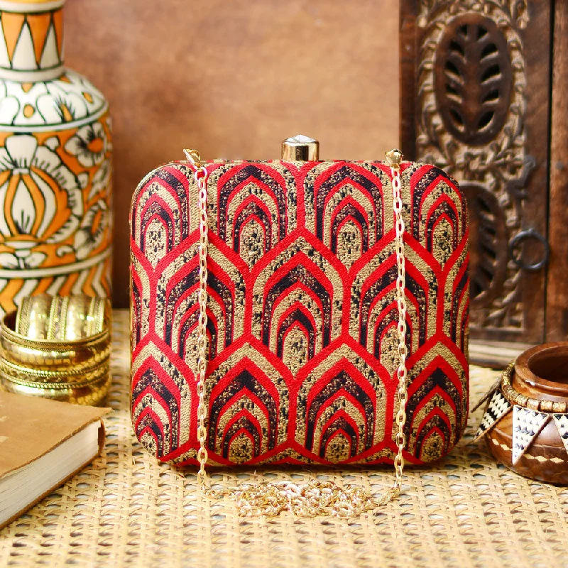 Floral - printed clutch for a spring or summer eveningArtistic Red Fabric Clutch