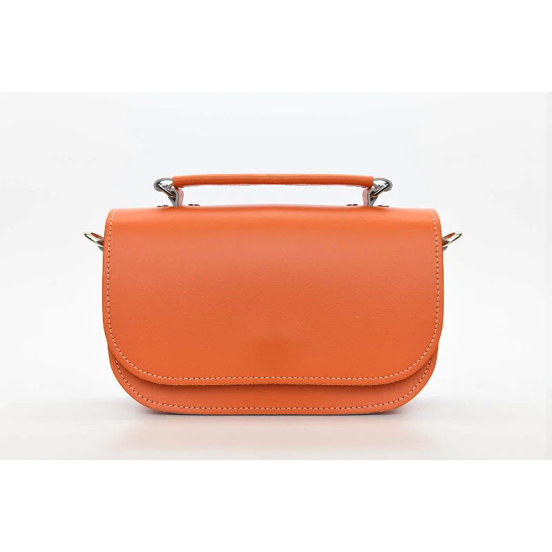 Studded satchel with a punk-rock edgeAura Handmade Leather Bag - Orange