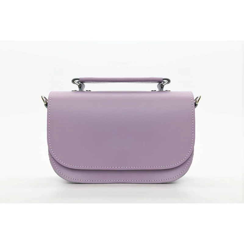 Silk satchel with a delicate paisley print for a feminine aestheticAura Handmade Leather Bag - Pastel Violet