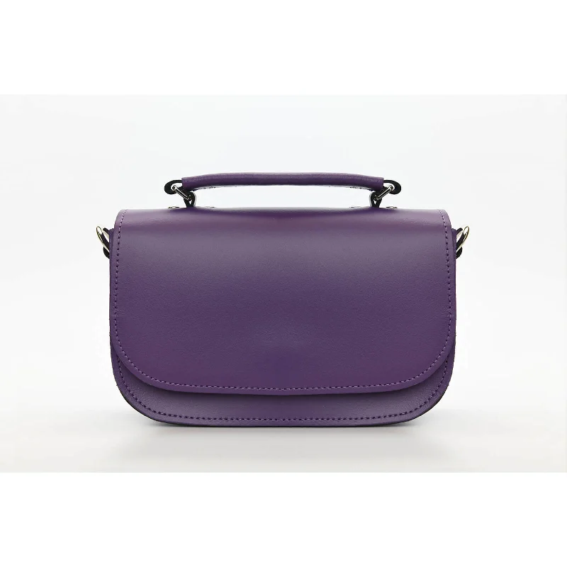 Silk satchel with a delicate paisley print for a feminine aestheticAura Handmade Leather Bag - Purple