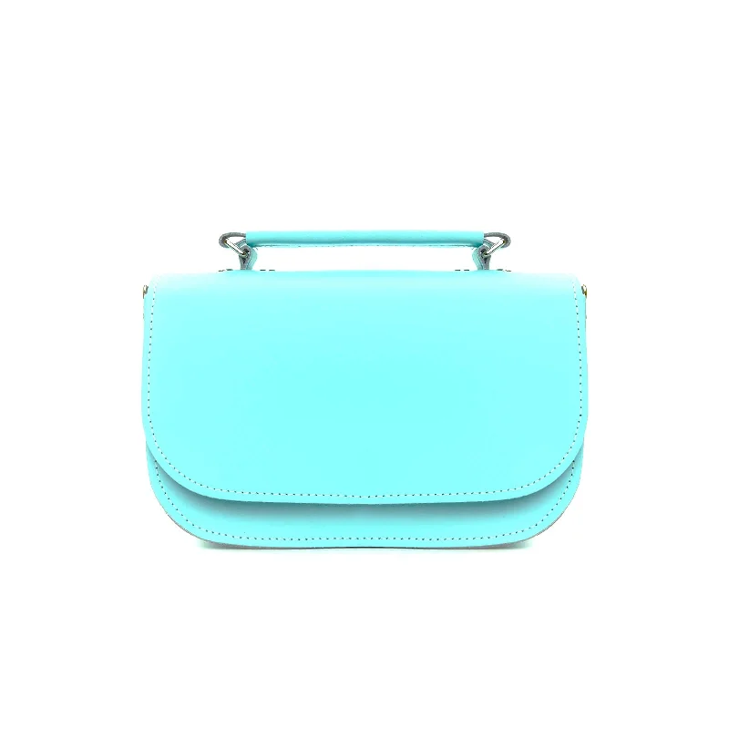 Satchel with a hidden anti-theft pocket for securityAura Handmade Leather Bag - Limpet - Shell Blue