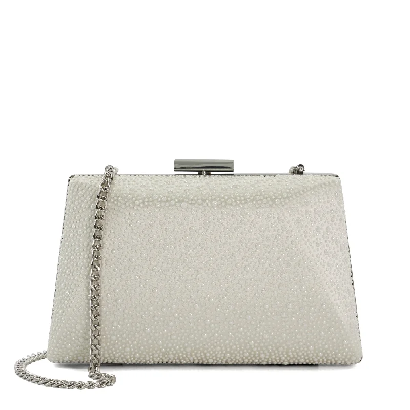 Two - tone clutch with a contrast color lining for added styleBECAUSE - IVORY