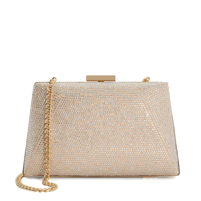 Metallic leather evening bag with a textured finishBELLAIRE - GOLD