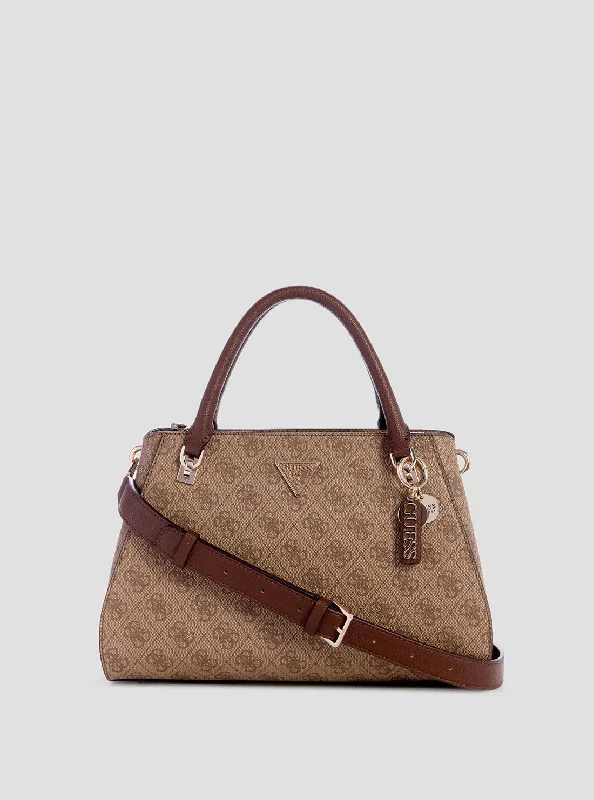 Leatherette satchel with a quilted pattern for a sophisticated styleBrown Logo Noelle Satchel Bag