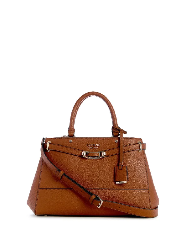 Metallic satchel with a shiny finish for evening eventsBrown Silvye Satchel Bag