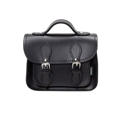 Convertible satchel that can be worn as a crossbody or shoulder bagHandmade Leather Micro Satchel - Black