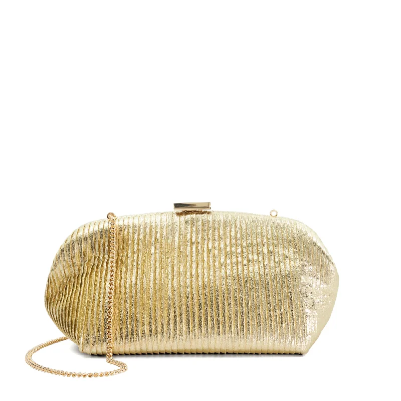 Fur - trimmed evening bag for a luxurious winter eventBOND - GOLD