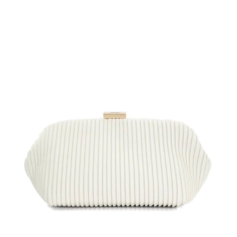 Embroidered silk clutch with a traditional motif for a cultural touchBOND - WHITE