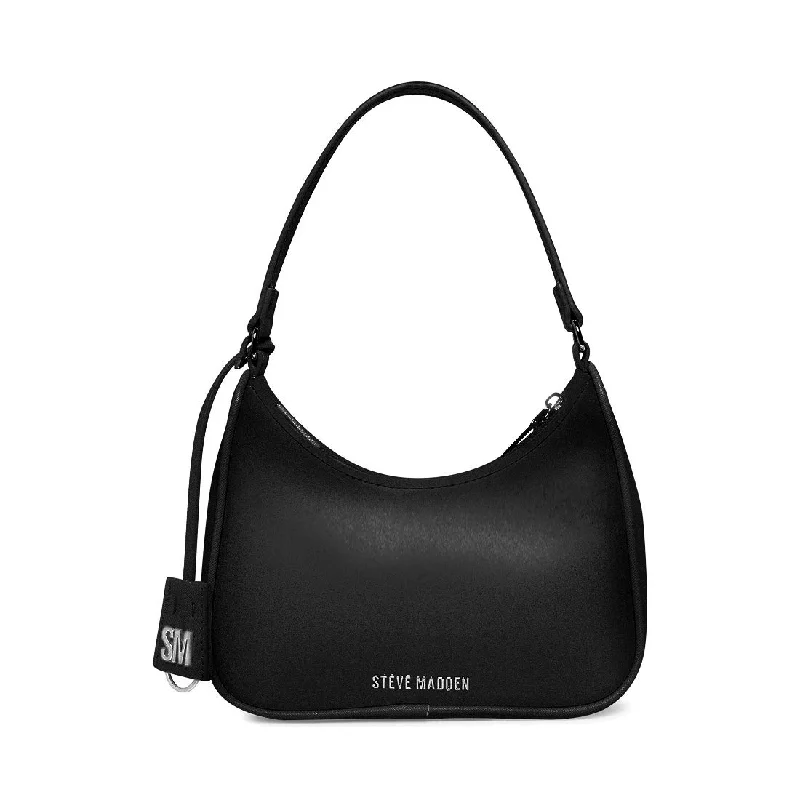 Vegan leather shoulder bag made from recycled materials for eco - friendlinessBPAULA BLACK SATIN