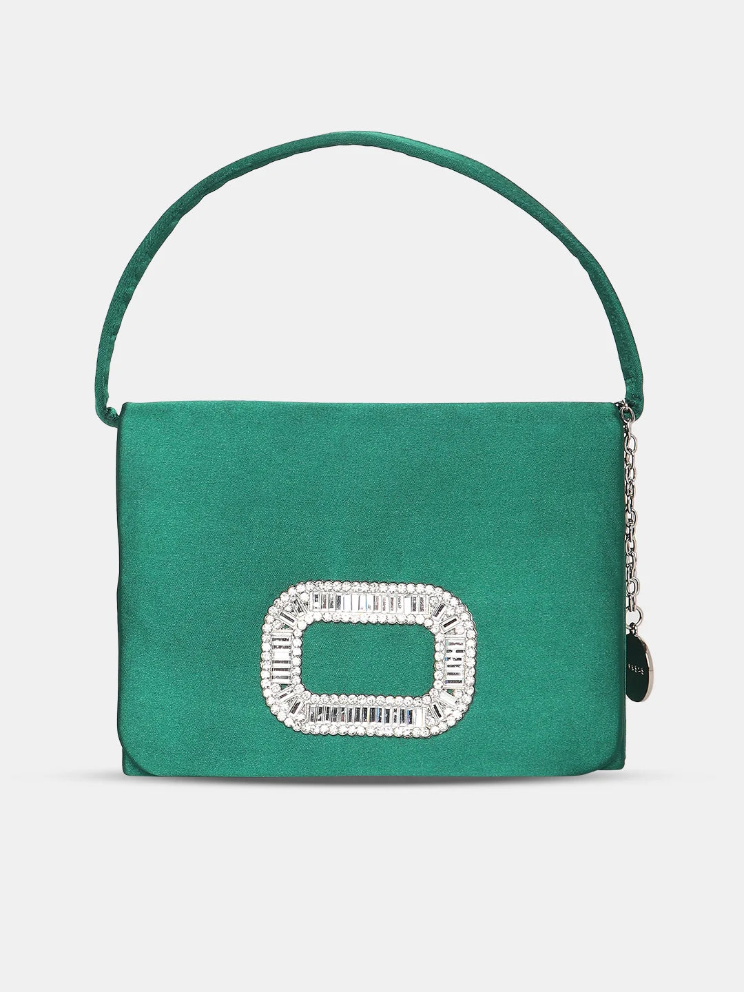 Embroidered silk clutch with a traditional motif for a cultural touchCaprese Emma Clutch Small Green