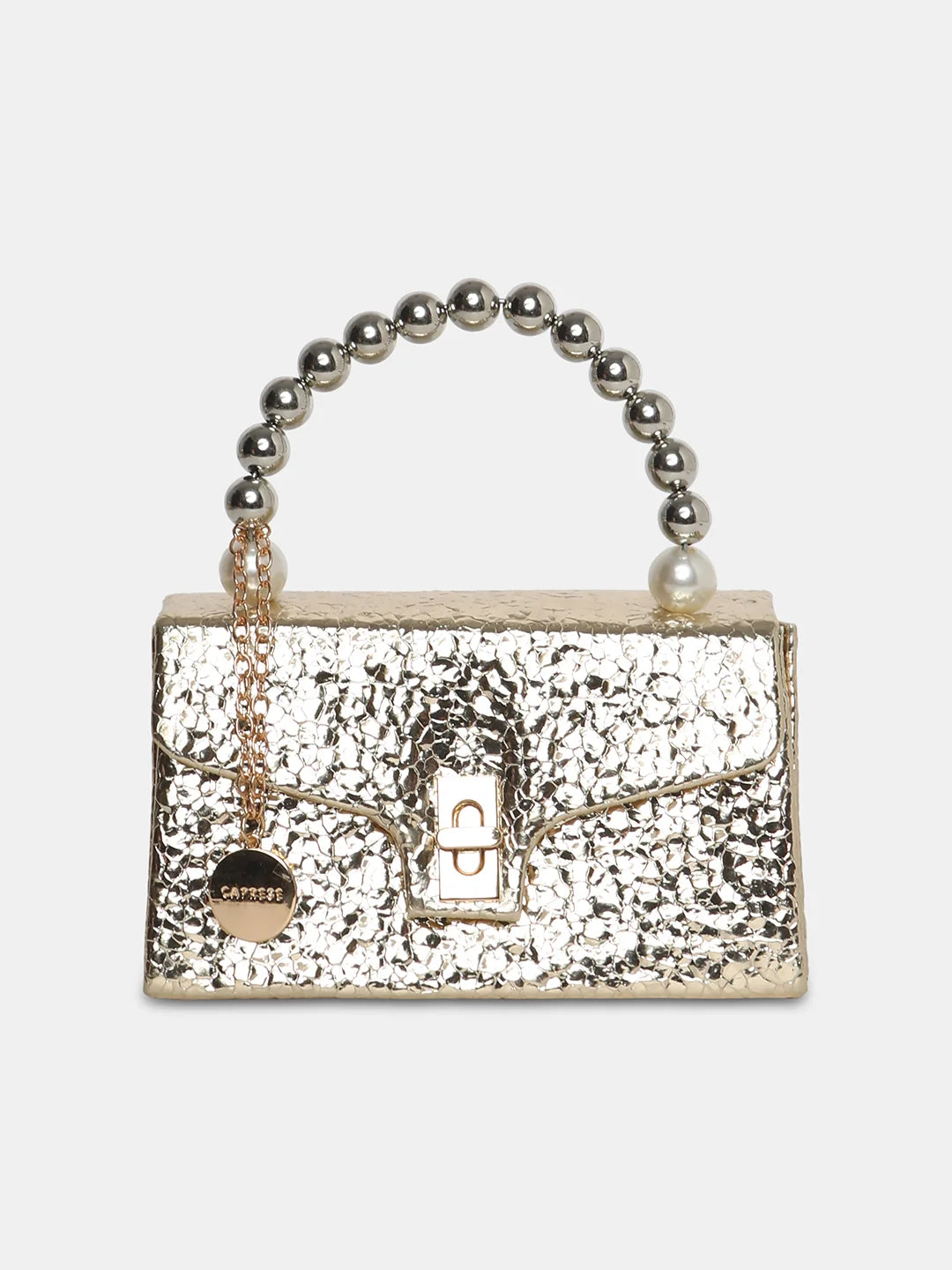 Clutch with a removable strap to be used as a hand - held or cross - bodyCaprese Lucy Pearl Clutch Small (E) Grey