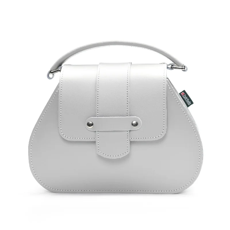 Women's leather satchel with a hand-stitched edge for a premium lookCeleste Handmade Leather Bag - Ghost